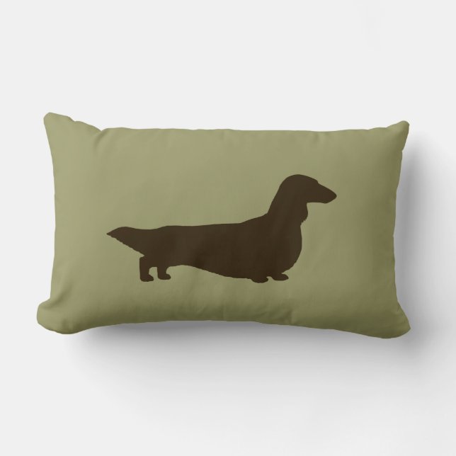 Coussin Rectangle Silhouette de Teckel (Teckel à Poil Long) (Recto)