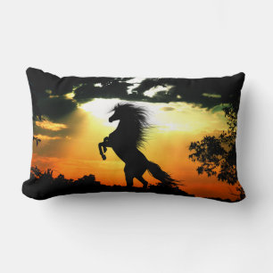 Coussin Rectangle Silhouette des chevaux