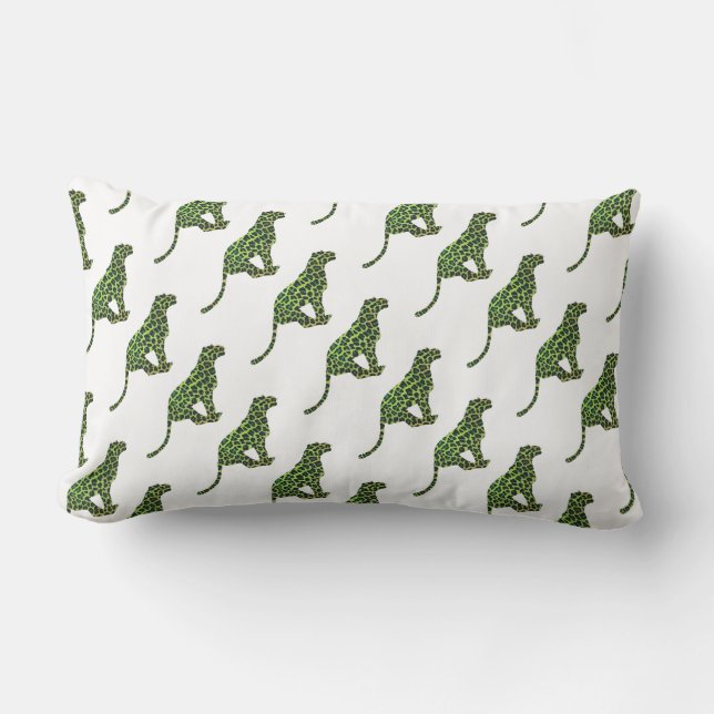 Coussin Rectangle Silhouette léopard noir et vert (Recto)