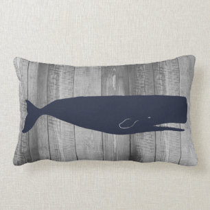 Coussin Rectangle Silhouette nautique de cachalot et planches en