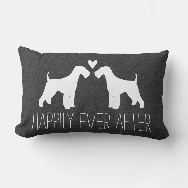 Coussin Rectangle Silhouettes d'Airedale Terrier avec le coeur et le (Recto)