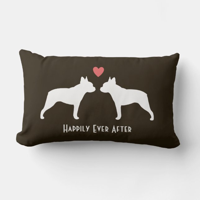 Coussin Rectangle Silhouettes de Boston Terrier avec le texte de (Recto)