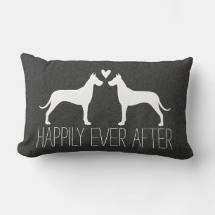 Coussin Rectangle Silhouettes de Dogue Allemand Couple Heureux sur