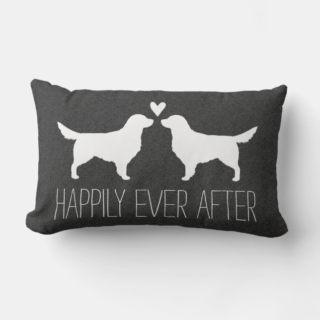 Coussin Rectangle Silhouettes de golden retriever avec le coeur et (Recto)