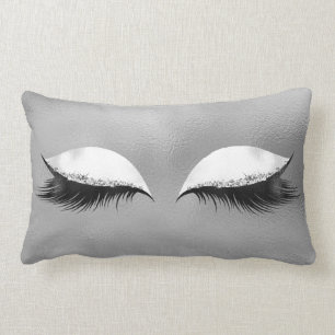 Coussin Rectangle Silver Grey Lashes Verre Blanc Parties scintillant