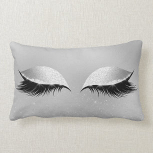 Coussin Rectangle Silver Grey Princess Beauté Lashes Parties scintil