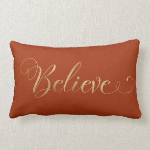 Coussin Rectangle Simple élégant Noël Croire Gold Terracotta