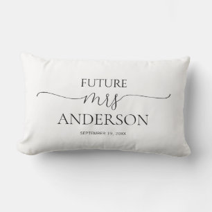 Coussin Rectangle Simple Mariage Minimaliste Script Noir & Blanc Cér