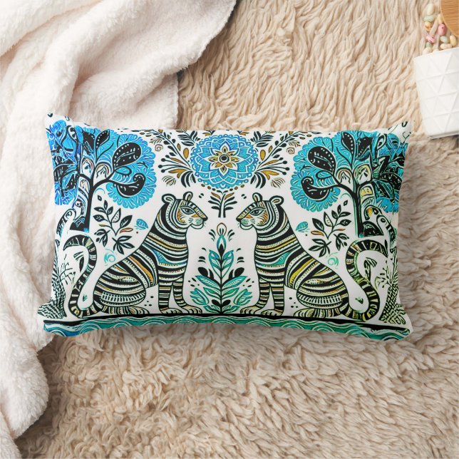 Coussin Rectangle simple peinture madhubani (Couverture)