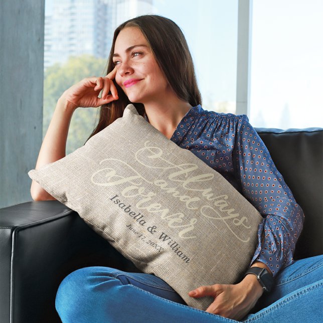 Coussin Rectangle Simple Rustique toujours et pour toujours Annivers (Créateur téléchargé)