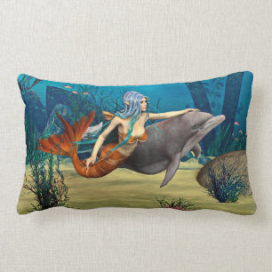 Coussin Rectangle Sirène avec dauphin