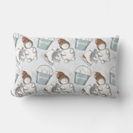 COUSSIN RECTANGLE SKATES DE GLACE HIVER CUTE SNOWMEN & SNOWBALLS