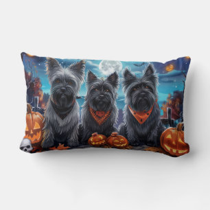 Coussin Rectangle Skye Terrier Halloween Éffrayant