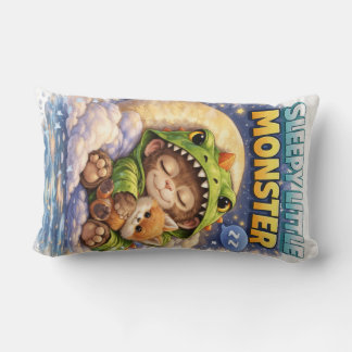 Coussin Rectangle Sleepy Little Monster Cute Dino Pillow