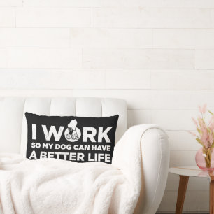Coussin Rectangle Snoopy - Je Travaille Pour Que Mon Chien Puisse Av