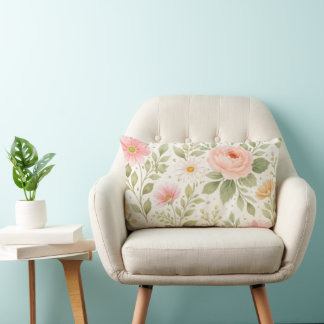 Coussin Rectangle Soft Floral Watercolor Pattern  