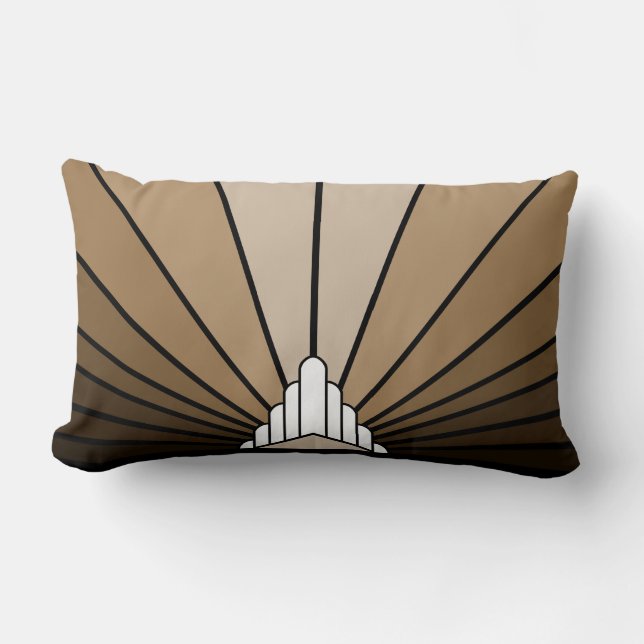 Coussin Rectangle Soleil Art déco bronzé (Recto)
