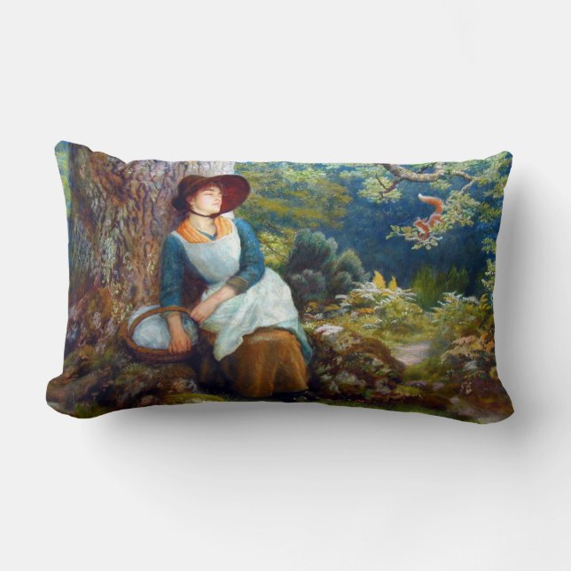 Coussin Rectangle Sommeil dans les bois (par Arthur Hughes) (Recto)