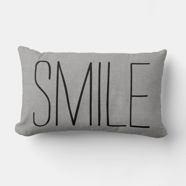 Coussin Rectangle Sourire gris rustique (Recto)