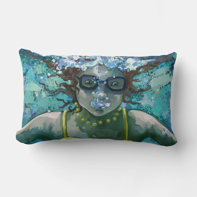 Coussin Rectangle Sous la nage aquatique (Recto)
