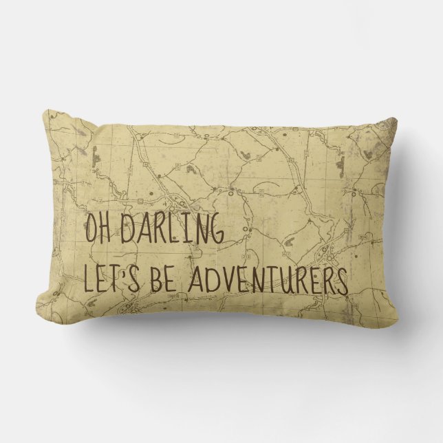 Coussin Rectangle Soyons aventuriers Route Carte de voyage Jeter l'o (Recto)