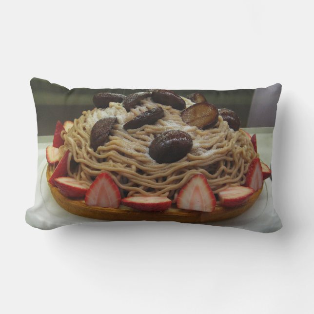 Coussin Rectangle Spaghetti japonais et gâteau aux fraises (Recto)