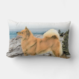 Coussin Rectangle Spitz finlandais à Seashore Peinture - Chien Art