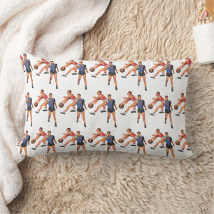 Coussin Rectangle Sports Vintage, Joueurs de Basket-ball dans un Mat