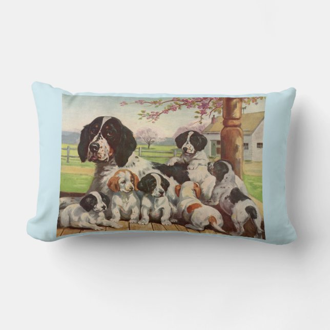 Coussin Rectangle springer spaniel maman et chiots (Recto)