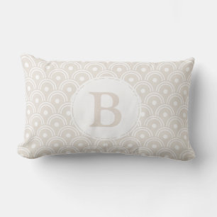 Coussin Rectangle St Jacques en beige neutre et lettre initiale