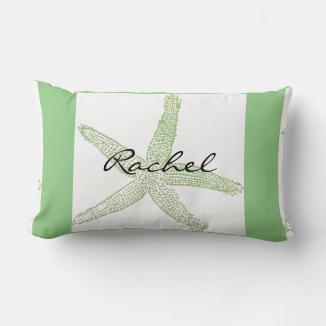 Coussin Rectangle Starfish Nom Modèle Beach Sage Vert Blanc (Recto)