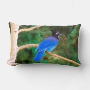 Coussin Rectangle Steller's Jay Painting - Art original pour oiseaux