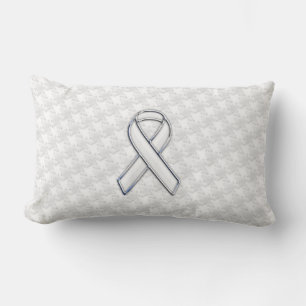 Coussin Rectangle Style Chrome blanc de sensibilisation au ruban pie
