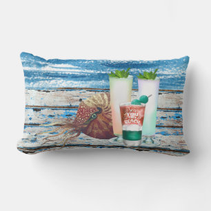 Coussin Rectangle Style côtier Aquarelle et nausolée Lu