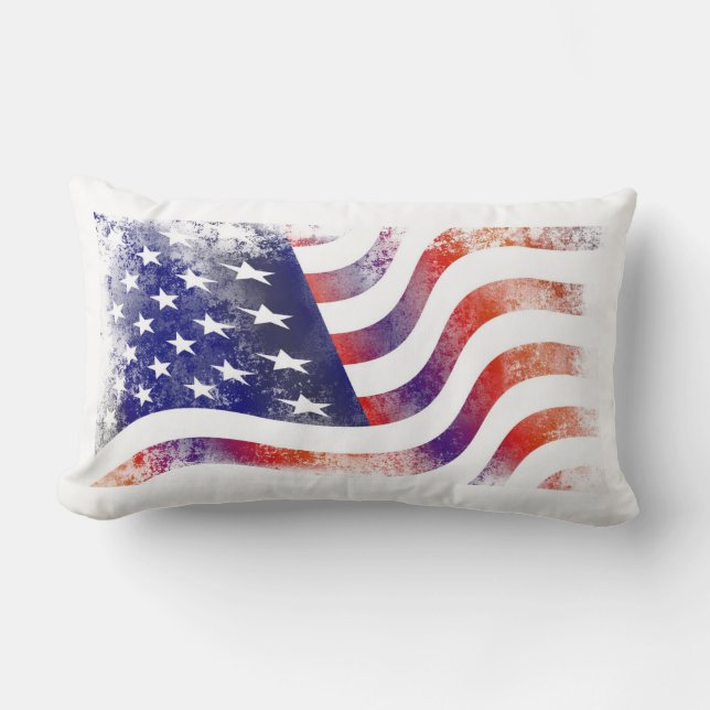 Coussin Rectangle Style de Grunge Patriotique Faded American Drapeau (Recto)