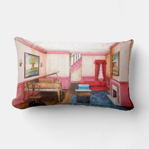 Coussin Rectangle Style Fédéral Rendu Perspective De Chambre Avec Pi