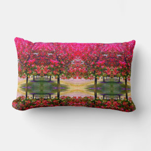 Coussin Rectangle Style monet rose paysage d'automne, feuille rose