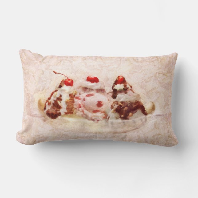 Coussin Rectangle Sucré - Crème glacée - Banana split (Recto)