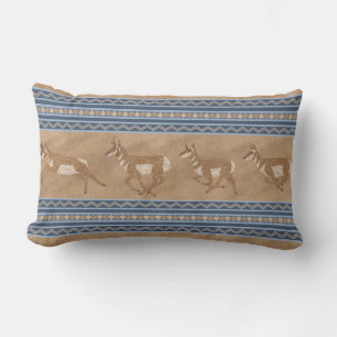 Coussin Rectangle Sud-ouest Antilopes d'Amérique Blue & Brown Border