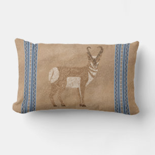 Coussin Rectangle Sud-Ouest Pronghorn Standing Antelope Bordure Bleu