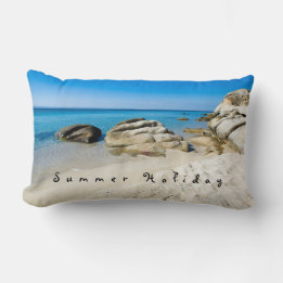 Coussin Rectangle Summer Holiday Belle photo de plage avec texte