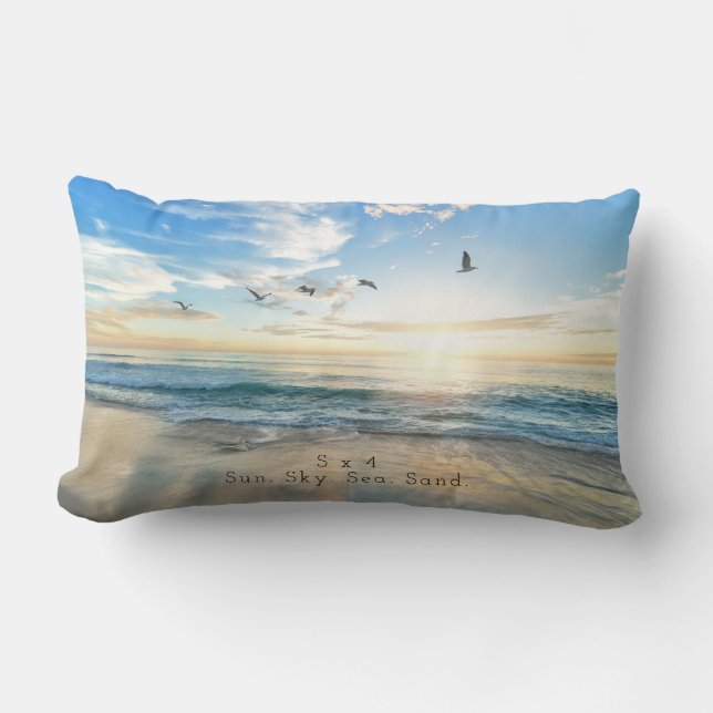 Coussin Rectangle Sun. Ciel. Mer. Sable. Scène de plage (Recto)