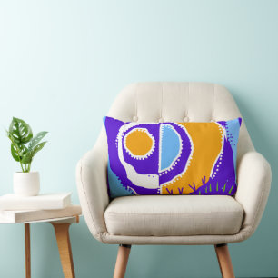 Coussin Rectangle Sunrise Ethnic Circle - Turquoise Blue Orange