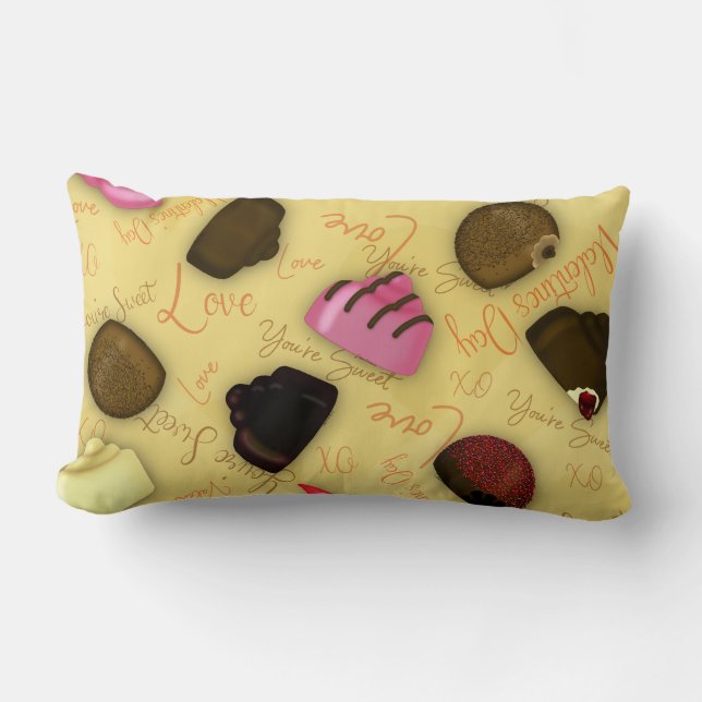 Coussin Rectangle Sweet Valentine - Saint Valentin Motif de bonbons (Recto)