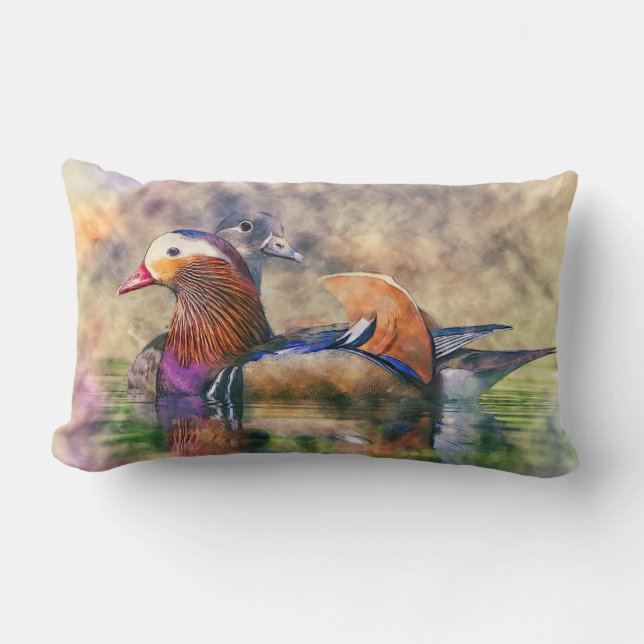 Coussin Rectangle Symbole de Feng Shui de canards de mandarine (Recto)