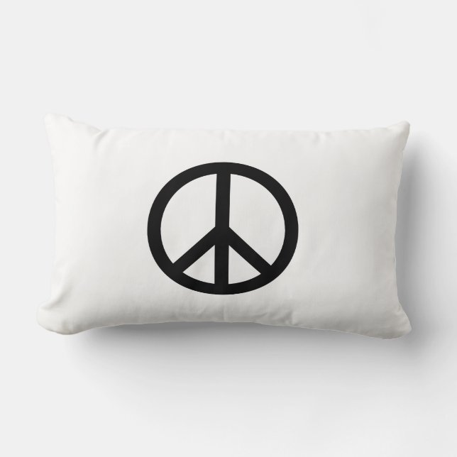 Coussin Rectangle Symbole de paix Anti Guerre noir blanc moderne (Recto)