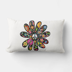 Coussin Rectangle SYMBOLE DE PAIX FLEURIE Hippie Trippie