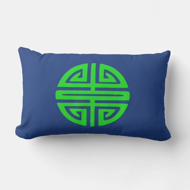 Coussin Rectangle symbole de prospérité chinois vert (Recto)