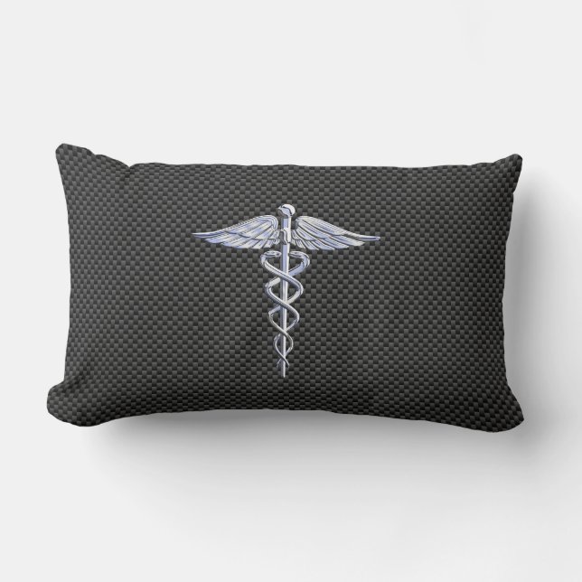 Coussin Rectangle Symbole Médicale Silver Caduceus Style fibre de ca (Recto)