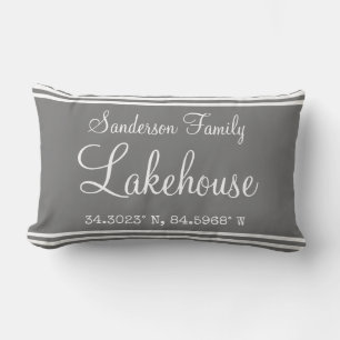 Coussin Rectangle Tableau de coordonnées du nom de famille de la mai